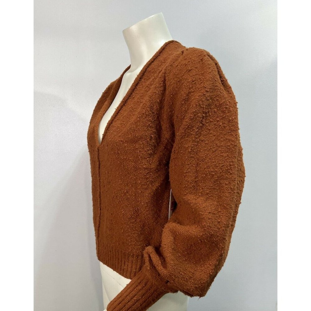 Free People Womens Sweater Reverie V-neck Sweater In Burnt Butter Size Small NEW - Picture 6 of 8